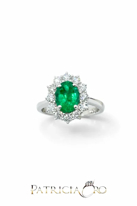 Anello Smeraldo e Diamanti Oro Bianco 18kt Davite & Delucchi