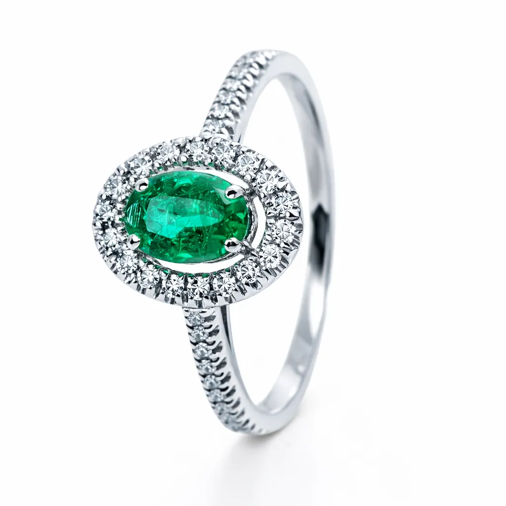 Splendido anello in oro con smeraldo e diamanti, un gioiello smeraldo di alta gioielleria.