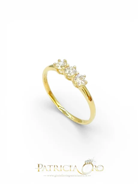 Anello Trilogy Donna in Oro 18kt con Cubic Zirconia
