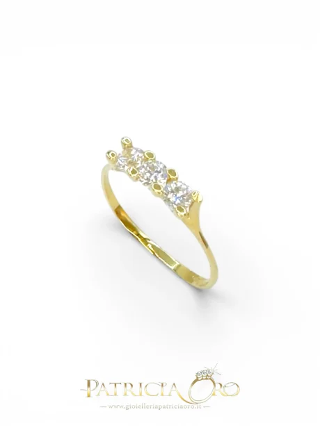 Anello Trilogy Donna in Oro 18kt con Cubic Zirconia