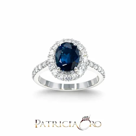 Anello con Zaffiro e Diamanti Davite&Delucchi in Oro Bianco 750