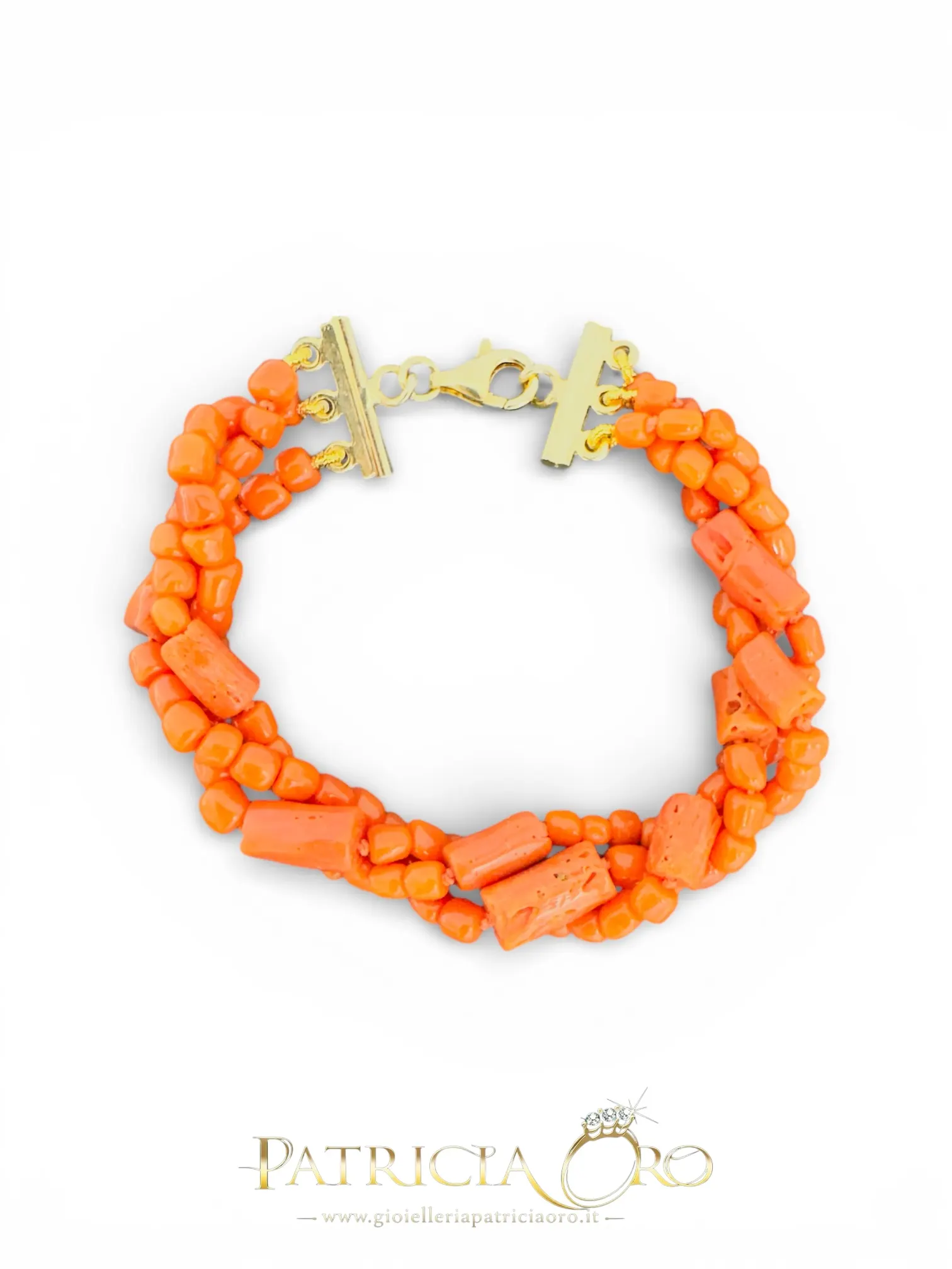 Bracciale da donna con corallo Sciacca di Patricia Oro Creations, un gioiello made in Italy di alta manifattura.