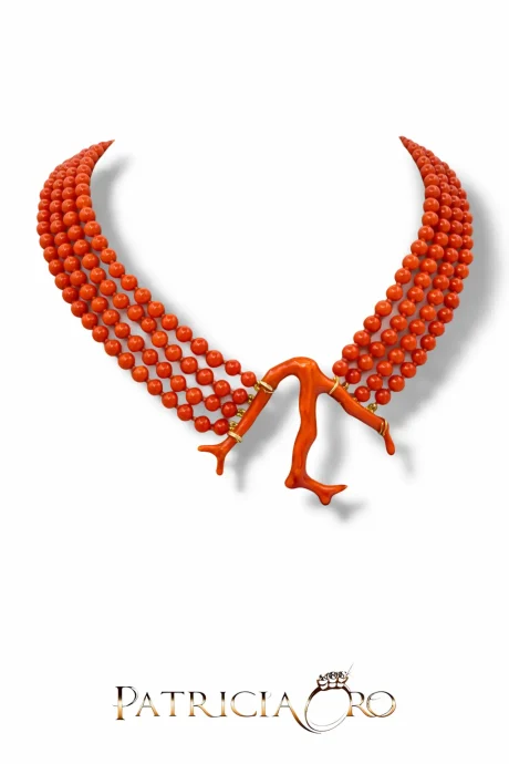 Collana Donna Corallo Sciacca 4 Fili in Oro 750