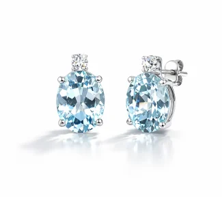 Splendidi orecchini da donna Davite&Delucchi con acqua marina e diamanti, un'elegante espressione di gioielli diamanti per un regalo prezioso.