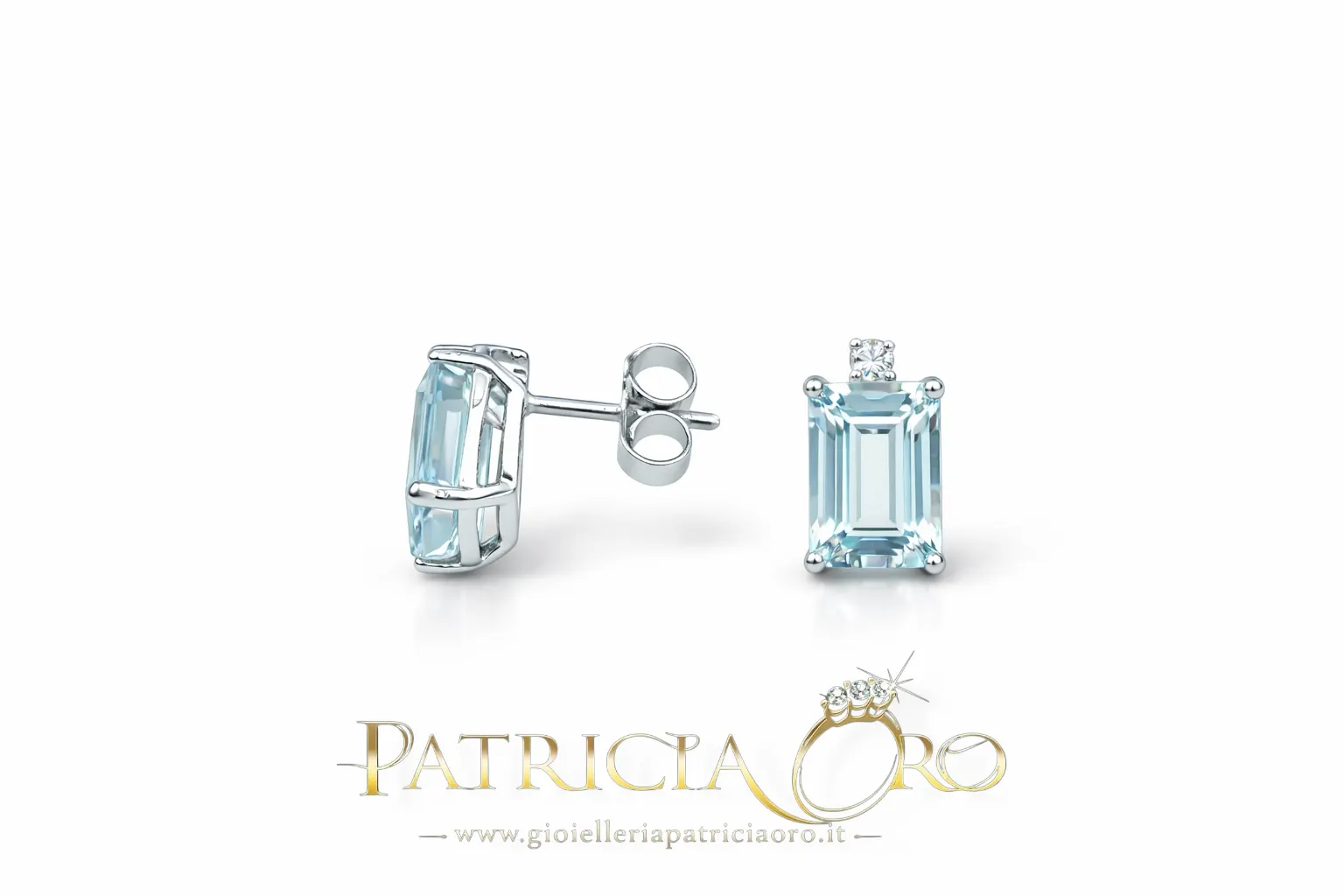 Splendidi orecchini in oro 18 carati con acquamarina e diamanti, un'elegante espressione di gioielli diamanti per un'occasione speciale.