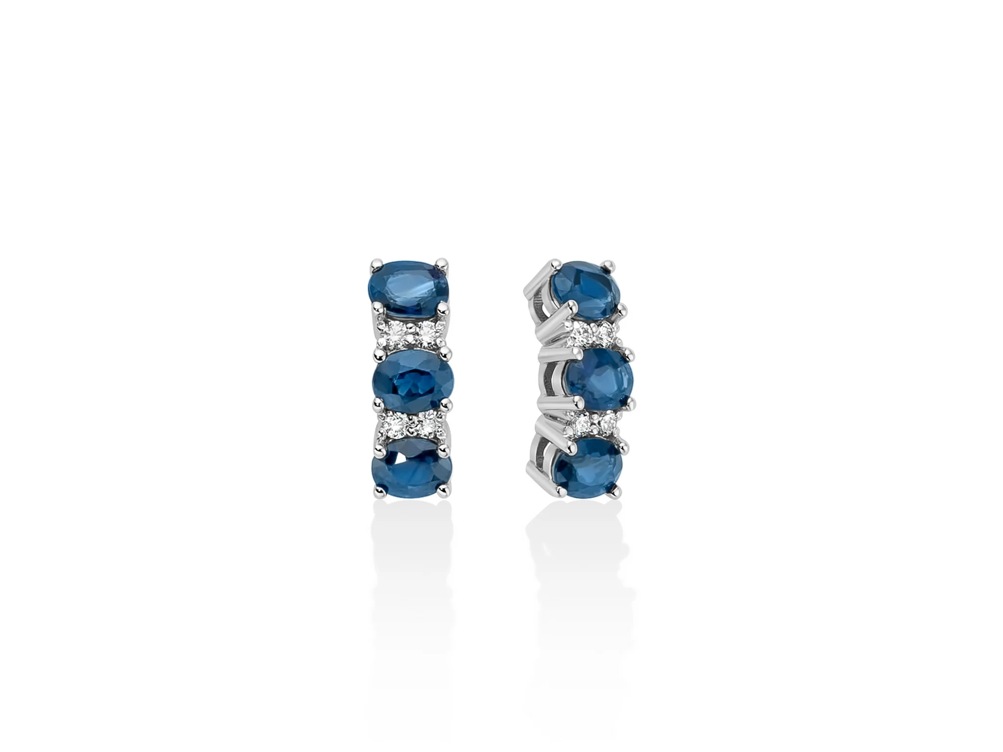 Splendidi orecchini Miluna Trilogy con zaffiri e diamanti, un gioiello di lusso perfetto per un'occasione speciale.