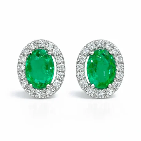 Orecchini con Smeraldo e Diamanti Davite & Delucchi in Oro Bianco 18kt