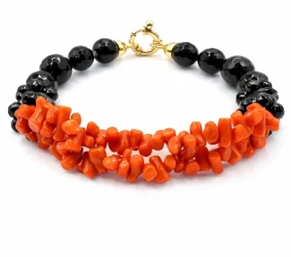 Bracciale donna con corallo e onice