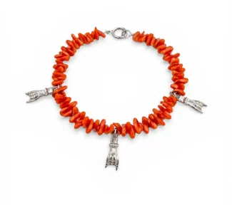 Bracciale con Corallo e Mani con Corna