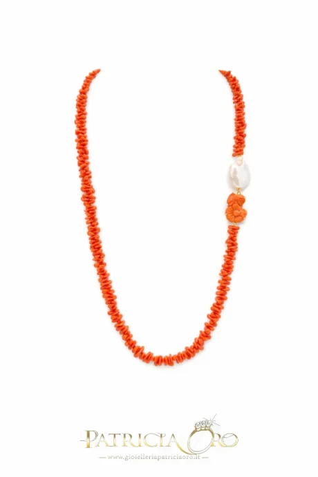 Collana Corallo Sciacca Perle Argento 925
