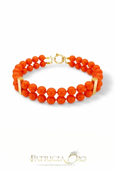 Bracciale in Corallo Sciacca Sferico Oro 18k