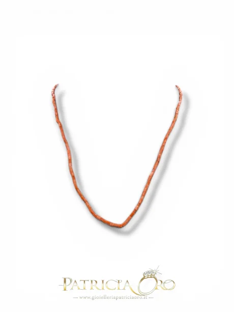 Collana Girocollo Uomo in Corallo Sciacca con Chiusura Argento 925