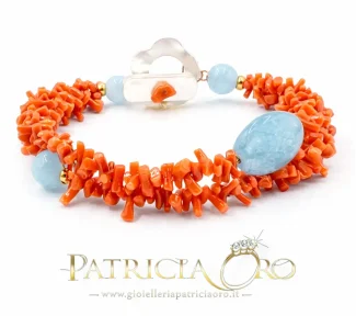 Bracciale Corallo e Agata Celeste