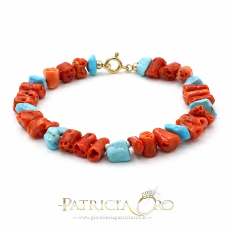 Bracciale con Corallo Sciacca e Pasta di Turchese