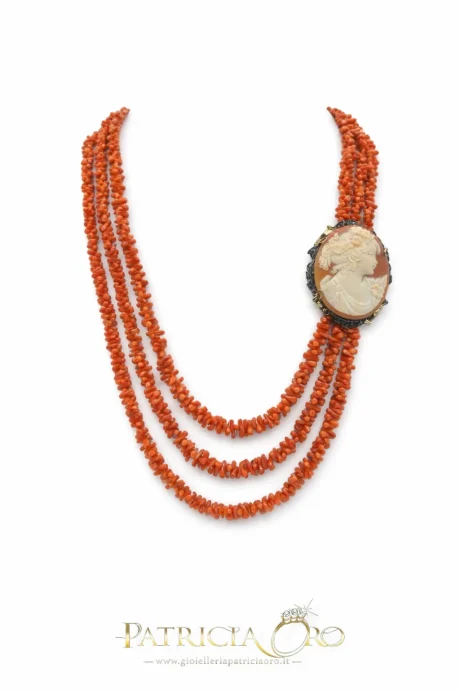 Collana Corallo Sciacca e Cammeo Oro Patricia Oro