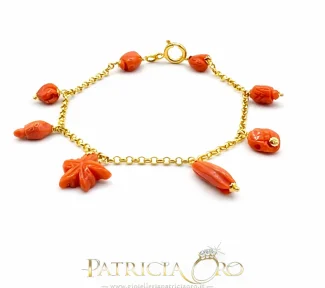 Bracciale in oro 18 carati con Corallo naturale