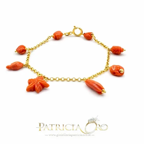 Bracciale in Oro 18kt con Corallo di Sciacca