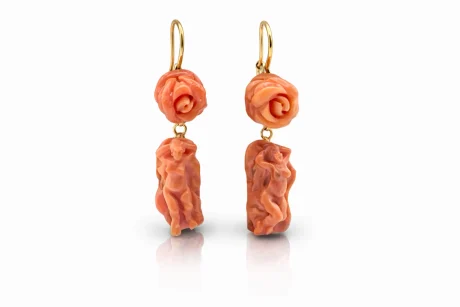 Orecchini in Corallo Sciacca con Rose in Oro 375