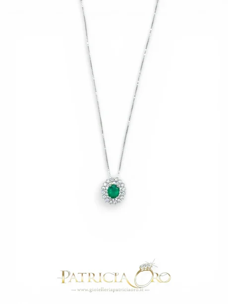 Collana Smeraldo e Diamanti in Oro Bianco 750 Davite & Delucchi