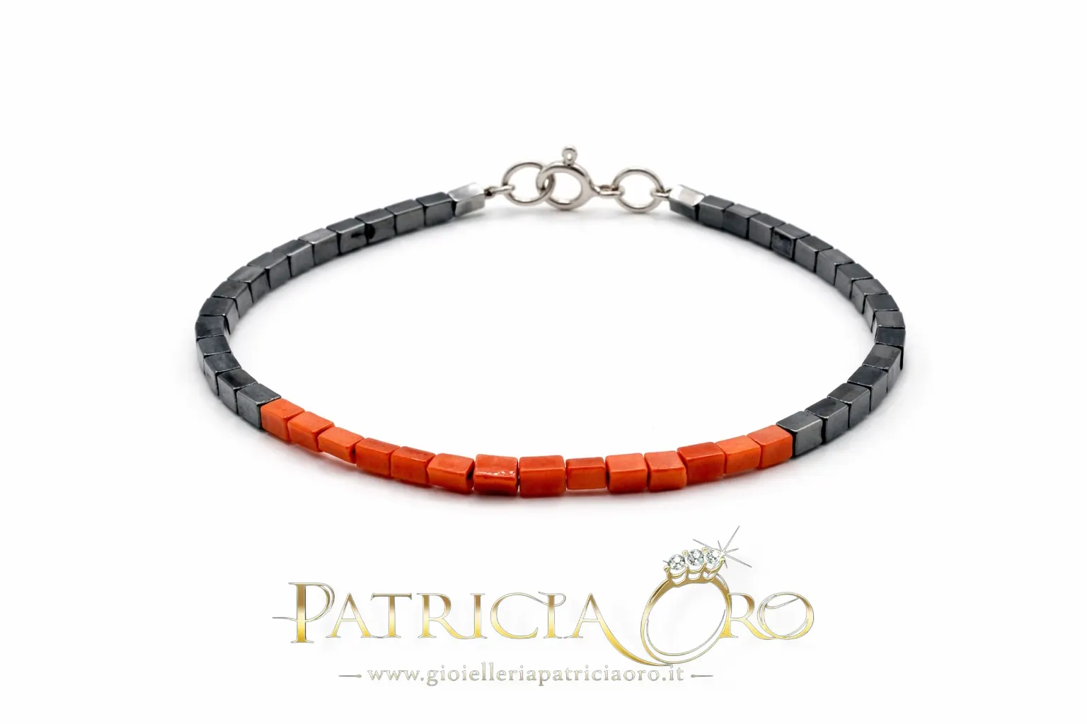 Bracciale uomo con ematite e corallo naturale