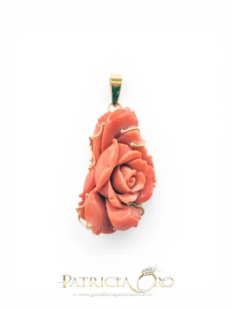 Ciondolo Rosa Corallo Sciacca in Oro 750