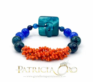 Bracciale Corallo Sciacca e Agata Blu