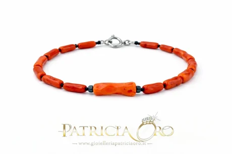 Bracciale Uomo in Corallo Sciacca con Ematite e Argento 925