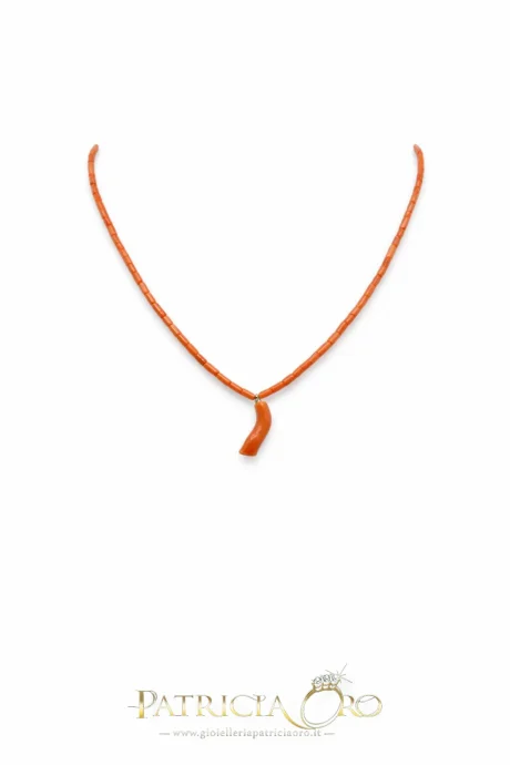 Collana Girocollo Uomo in Corallo Sciacca con Chiusura Argento 925