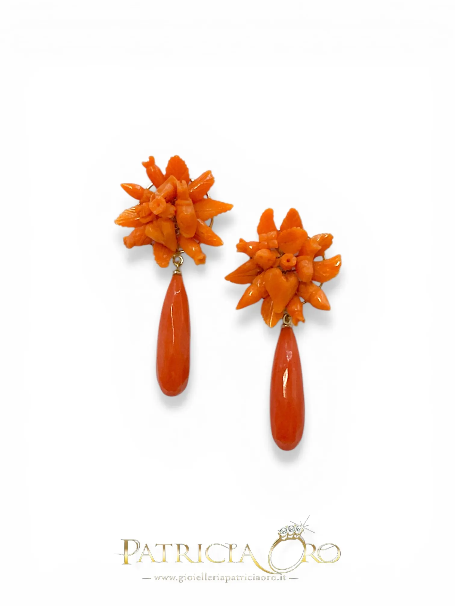 Orecchini donna con corallo frutta e fiori