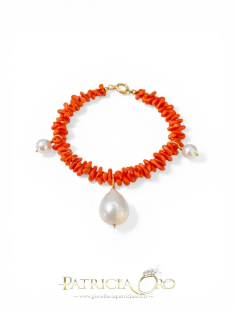Bracciale Corallo Sciacca con Perle e Argento 925