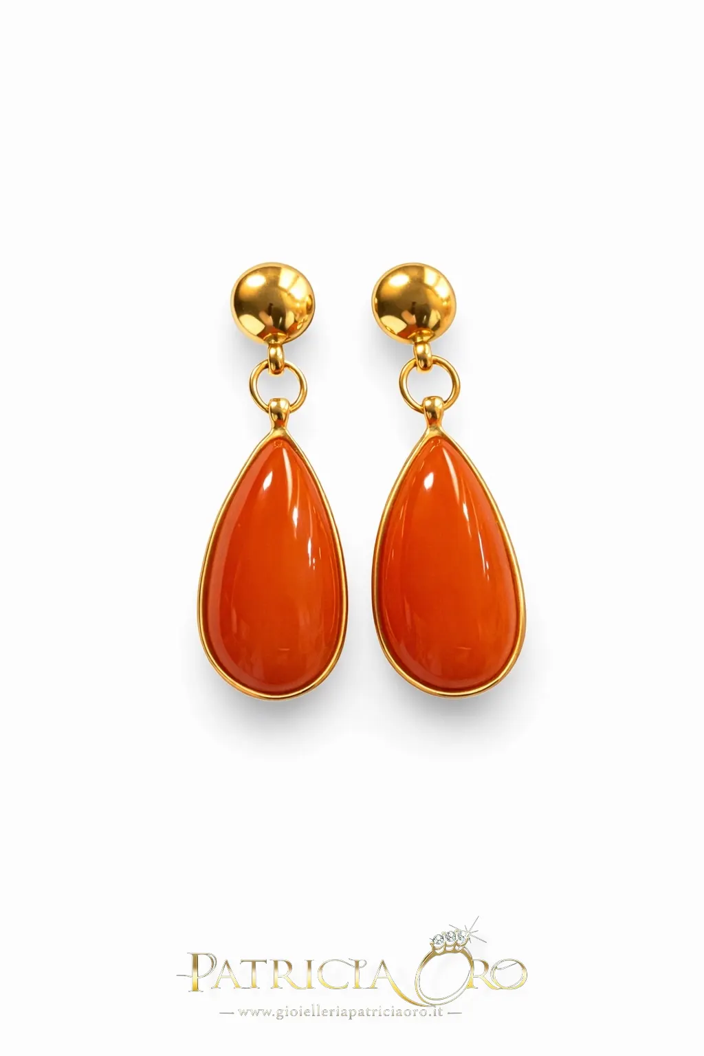 orecchini goccia con corallo in oro 18 carati orecchini goccia con corallo in oro 18 carati