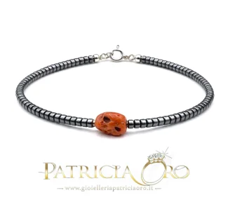Bracciale uomo con corallo naturale