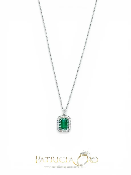 Collana Smeraldo e Diamanti in Oro Bianco 750 Davite Delucchi