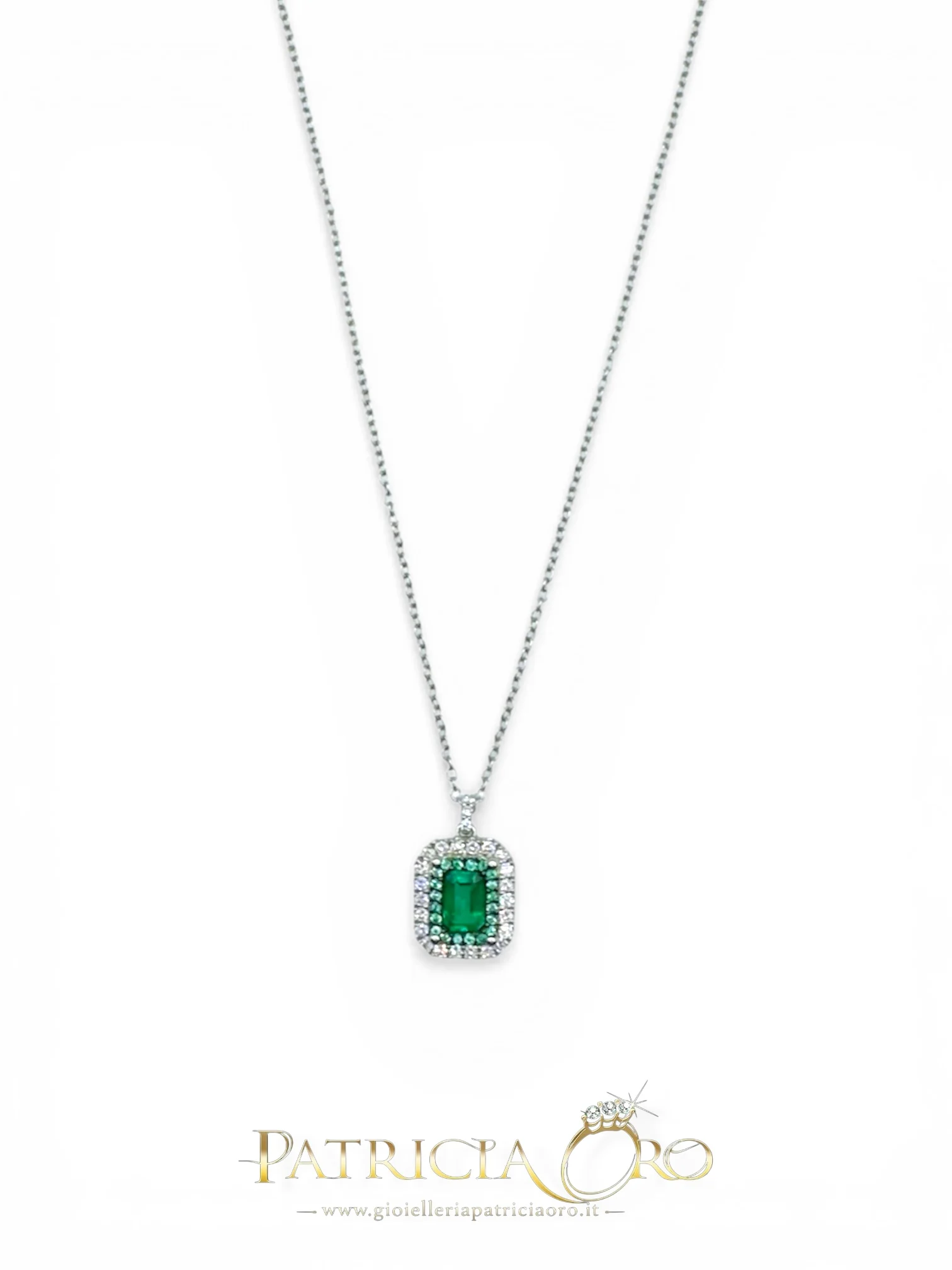 Collana donna con smeraldo e diamanti