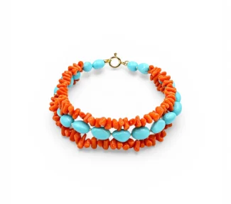 Bracciale Corallo mediterraneo e Turchese