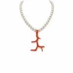 Collana donna con perle e corallo