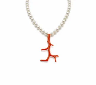 Collana donna con perle e corallo