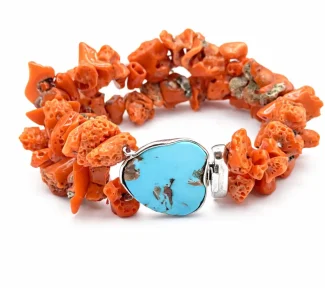 Bracciale donna con Corallo e Turchese