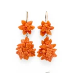 Splendidi Orecchini Corallo Sciacca Frutta e Fiori in Oro, un capolavoro di alta gioielleria made in italy.