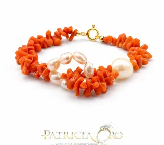 Bracciale donna con Corallo e Perle