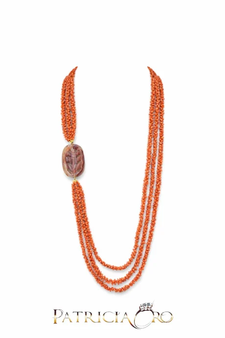 Collana Donna Corallo Sciacca e Corniola Naturale