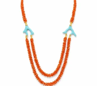 Collana donna con corallo e turchese
