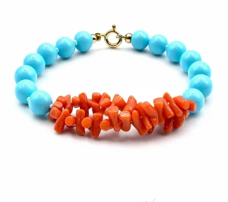 Bracciale con Corallo e Turchese