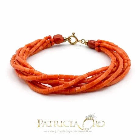 Bracciale donna 4 fili in Corallo Sciacca con chiusura argento 925