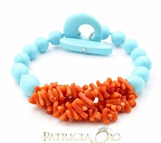 Bracciale con Corallo Sciacca e Turchese