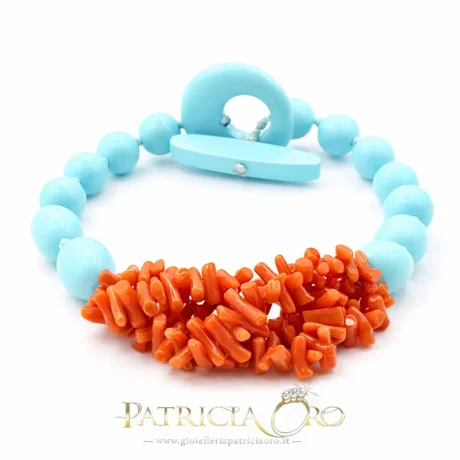 Bracciale Corallo Sciacca e Pasta di Turchese