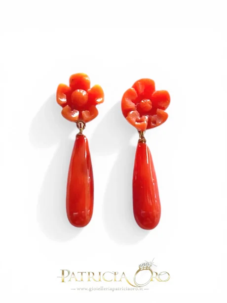 Orecchini con Corallo in Oro 18kt
