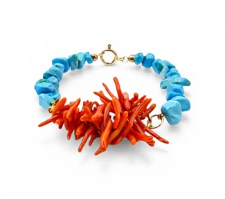 Bracciale con Corallo Sciacca e Turchese
