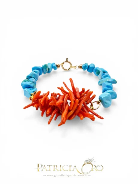 Bracciale Corallo Sciacca e Pasta di Turchese