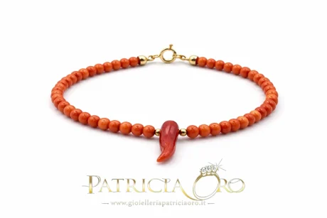 Bracciale Uomo Corallo Sciacca con Cornetto in Argento 925